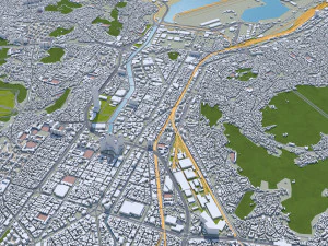Busan Downtown city South Korea 8km 3D Model
