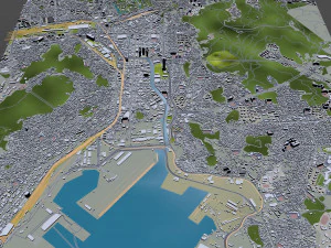 Busan Downtown city South Korea 8km 3D Model