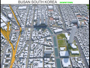 बुसान डाउनटाउन शहर दक्षिण कोरिया 8 किमी 3D मॉडल