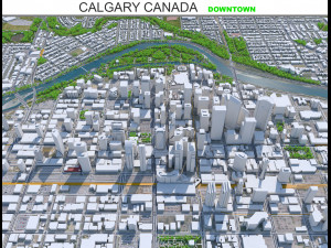 Calgary city Downtown Canada 8km 3D Model
