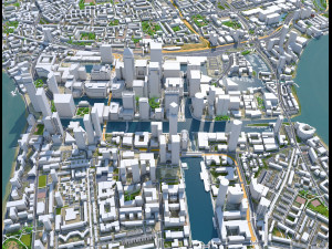 Canary Wharf Downtown city London 5km Modelo 3D