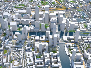 Canary Wharf Downtown city London 5km Modelo 3D