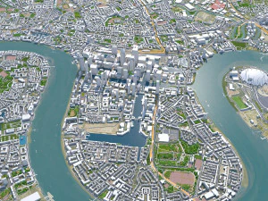 Canary Wharf Downtown city London 5km 3D Model