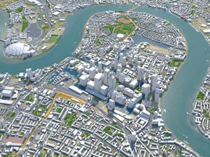 Canary Wharf Downtown city London 5km 3D Model