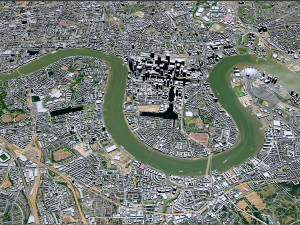 Canary Wharf Downtown city London 5km 3D Model