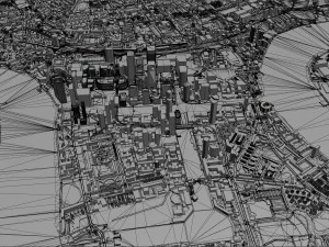 Canary Wharf Downtown city London 5km 3D Model