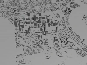 Canary Wharf Downtown city London 5km 3D Model