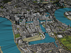 Canary Wharf Downtown city London 5km Modelo 3D