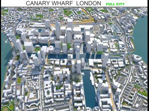 Canary Wharf Downtown city London 5km 3D Model