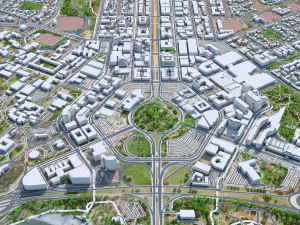 Canberra Downtown city Australia 10km 3D Model