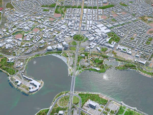 Canberra Downtown city Australia 10km 3D Model