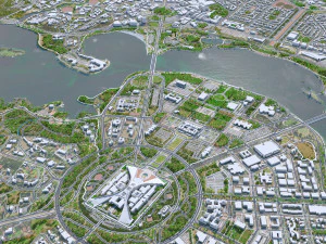 Canberra Downtown city Australia 10km 3D Model