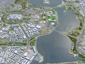 Canberra Downtown city Australia 10km 3D Model