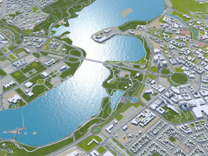 Canberra Downtown city Australia 10km 3D Model
