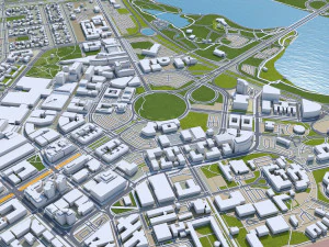 Canberra Downtown city Australia 10km 3D Model