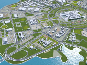 Canberra Downtown city Australia 10km 3D Model
