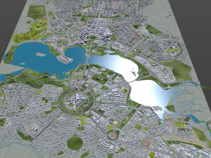 Canberra Downtown city Australia 10km 3D Model