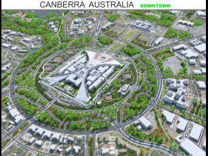 Canberra Downtown city Australia 10km 3D Model