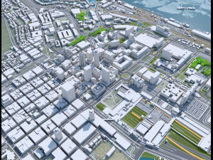 Cape Town downtown city South Africa 8km 3D Model