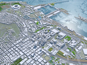Cape Town downtown city South Africa 8km 3D Model