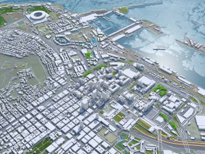 Cape Town downtown city South Africa 8km 3D Model