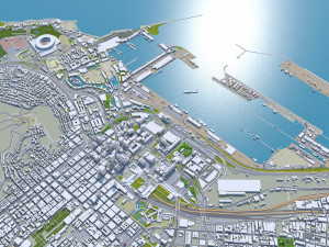 Cape Town downtown city South Africa 8km 3D Model