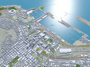 Cape Town downtown city South Africa 8km 3D Model