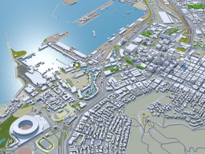 Cape Town downtown city South Africa 8km 3D Model