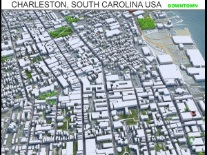 Charleston downtown city South Carolina USA 8km 3D Model