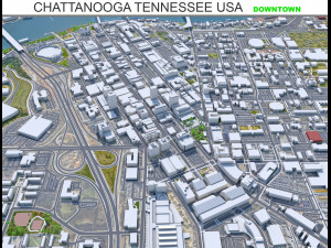 Chattanooga Tennessee downtown USA 8km Modello 3D
