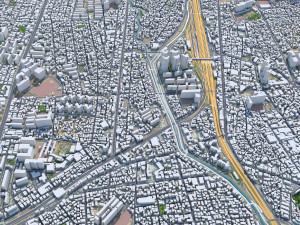 Cheonan downtown city South Korea 8km 3D Model
