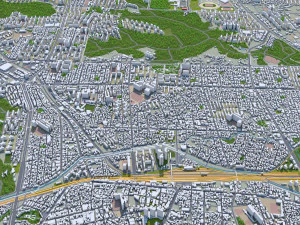 Cheonan downtown city South Korea 8km 3D Model