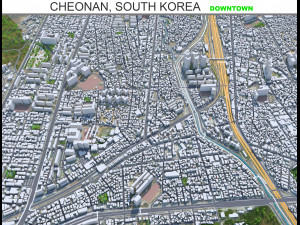 Cheonan downtown city South Korea 8km 3D Model
