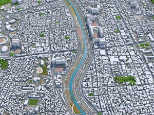 Cheongju downtown South Korea 7km 3D Model