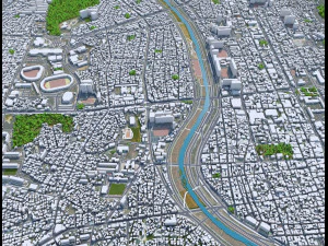 Cheongju downtown South Korea 7km 3D Model