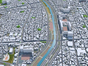 Cheongju downtown South Korea 7km 3D Model