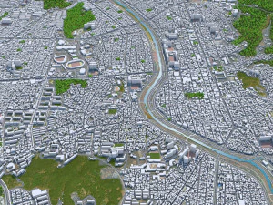 Cheongju downtown South Korea 7km 3D Model