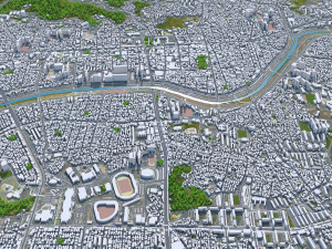 Cheongju downtown South Korea 7km 3Dモデル