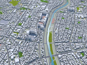 Cheongju downtown South Korea 7km 3D Model