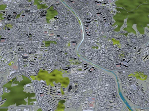 Cheongju downtown South Korea 7km 3D Model