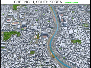Centro di Cheongju Corea del Sud 7 km Modello 3D