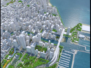 Chicago downtown city Illinois USA 8km 3D Model