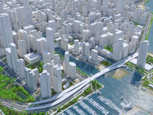 Chicago downtown city Illinois USA 8km 3D Model
