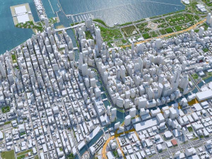 Chicago downtown city Illinois USA 8km 3D Model