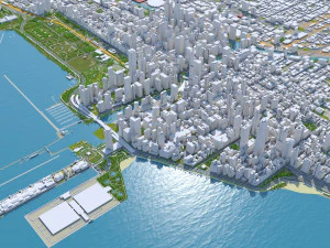 Chicago downtown city Illinois USA 8km 3D Model