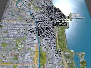 Chicago downtown city Illinois USA 8km 3D Model