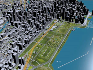 Chicago downtown city Illinois USA 8km 3D Model