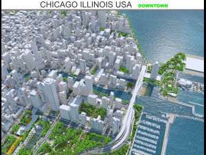 Chicago downtown city Illinois USA 8km 3D Модель