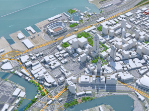 Cleveland downtown city Ohio USA 7km 3D Model