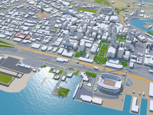 Cleveland downtown city Ohio USA 7km 3Dモデル